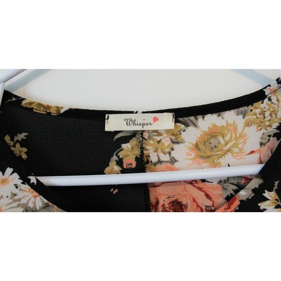 Whisper Women's Floral Black Long Sleeve Blouse Size L NWOT - Picture 4 of 8